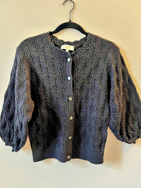 Sezane Sweaters - Sézane Crochet Button-Front Cardigan in Black - Size XS - Like New
